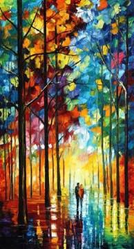 ウッズ Painting - ナイフによる赤黄色の木々の秋02